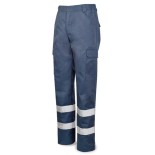 Pantalón con bandas reflectantes poliéster/algodón azul marino 388PCRAM
